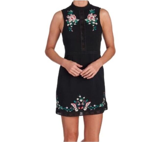Romeo & Juliet Couture Floral Embroidered Whimsigoth Fairy Mini Dress SZ Large - Picture 1 of 16